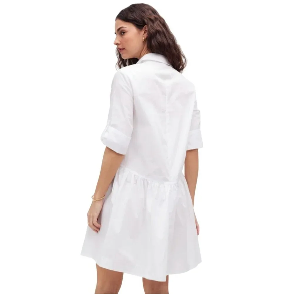 Madewell Button Front Mini Shirtdress in Poplin White NS126 Large - Picture 6 of 7